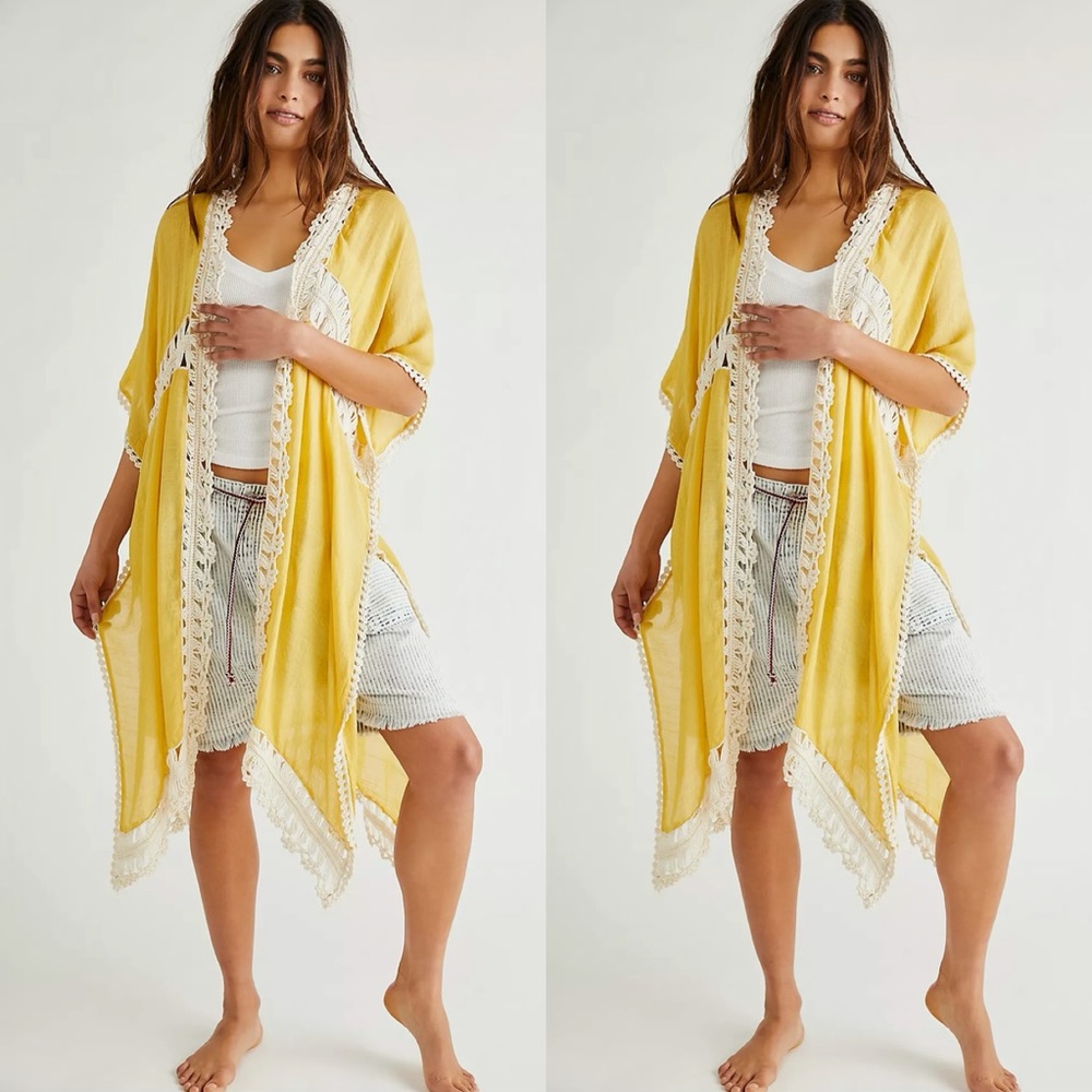 Free People Sundial Crochet Kimono One Size